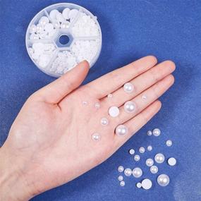 img 2 attached to 🎨 PH PandaHall 690pcs White Flat Back Pearl Cabochon Set - Perfect for Crafts, Scrapbooking, DIY Projects & More! (6 Sizes: 4mm, 5mm, 6mm, 8mm, 10mm, 12mm)