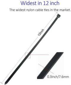 img 2 attached to 🔗 Cable Zip Ties Heavy Duty 12 Inch - Ultra Strong Plastic Wire Ties with 120lbs Tensile Strength - 100 Pieces - 0.3 Inch Width - Black & White - Indoor/Outdoor UV Resistant