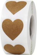 500 adhesive valentine's day heart stickers for crafting, scrapbooking - natural brown kraft, 1 inch size logo