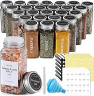 25 pcs glass spice jars with shaker lids by netany - includes minimalist farmhouse labels, collapsible funnel, and 4oz seasoning containers - perfect for spice rack, cabinet, drawer storage логотип