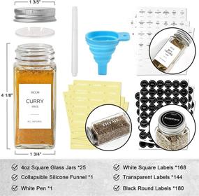 img 3 attached to 25 Pcs Glass Spice Jars with Shaker Lids by NETANY - Includes Minimalist Farmhouse Labels, Collapsible Funnel, and 4oz Seasoning Containers - Perfect for Spice Rack, Cabinet, Drawer Storage