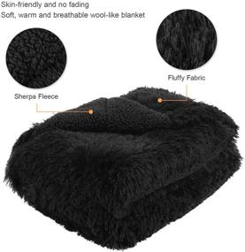 img 1 attached to 🛋️ Toneed Soft Fluffy Throw Blanket for Girls' Room, Plush Faux Fur Wool Blanket, 50'' x 60'' Furry Sherpa Reversible Fleece Blanket for Sofa, Couch, Bed, and Home Decor - Black