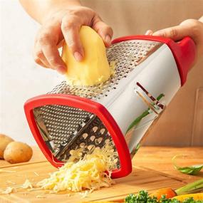 img 2 attached to 🧀 Spring Chef Professional Box Grater: Stainless Steel with 4 Sides - XL Size, Red - Ideal for Parmesan Cheese, Vegetables, Ginger - Top Choice for Efficient Grating