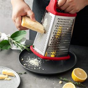 img 1 attached to 🧀 Spring Chef Professional Box Grater: Stainless Steel with 4 Sides - XL Size, Red - Ideal for Parmesan Cheese, Vegetables, Ginger - Top Choice for Efficient Grating