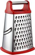 🧀 spring chef professional box grater: stainless steel with 4 sides - xl size, red - ideal for parmesan cheese, vegetables, ginger - top choice for efficient grating logo