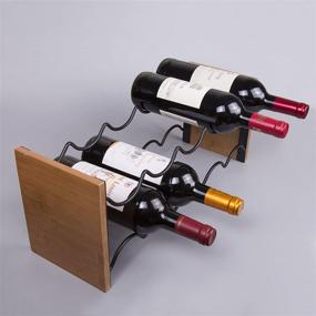 img 1 attached to 🍾 Stylish Freestanding Creative Home Acacia Wood and Black Wire Rack Bottle Holder for Red Wine and Champagne