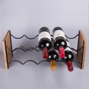 img 3 attached to 🍾 Stylish Freestanding Creative Home Acacia Wood and Black Wire Rack Bottle Holder for Red Wine and Champagne