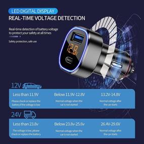 img 1 attached to OZIO USB C автомобильный зарядное устройство адаптер: Двойной порт Зарядное устройство для сигаретного прикуривателя с быстрой зарядкой и светодиодным дисплеем для быстрой зарядки - Совместимо с iPhone 12/Pro/Pro Max/Mini/11/XR/XS/X/8, Samsung S20/10/9.