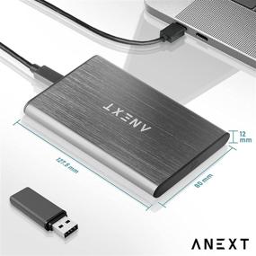 img 3 attached to ANEXT 2.5 USB 3.1 Gen2 External HDD Enclosure, Portable Black Aluminum Case for 2.5 inch 7mm 9.5mm SATA SSD HDD, Max 4TB, Tool-Free Design, Gray - Anext Series