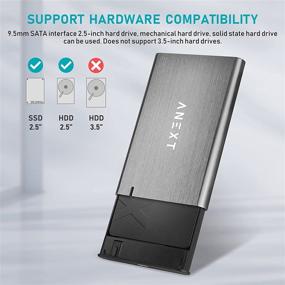 img 2 attached to ANEXT 2.5 USB 3.1 Gen2 External HDD Enclosure, Portable Black Aluminum Case for 2.5 inch 7mm 9.5mm SATA SSD HDD, Max 4TB, Tool-Free Design, Gray - Anext Series