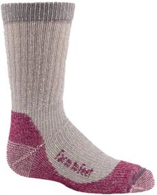 img 1 attached to Boulder No Fly Zone Lightweight Merino Wool Crew Hiking Socks for Kids - Berry, Medium