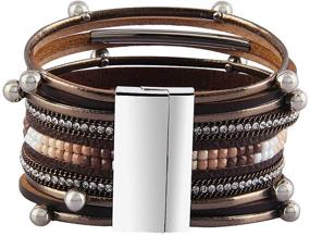 img 3 attached to Boho Cuff Bracelet: Handmade Multilayer Leather Wrap Bracelet - Perfect Bohemian Jewelry for Women's Birthday