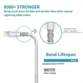 img 2 attached to 🔌 3-пакет 6фт Нейлоновый оплетенный зарядный кабель для iPhone, DABUSTAR Lightning Cable - кабель для передачи данных и быстрой зарядки, совместим с iPhone 12/11/Pro/MAX/XR/XS/X/8/7/Plus/6S/iPad Mini Air