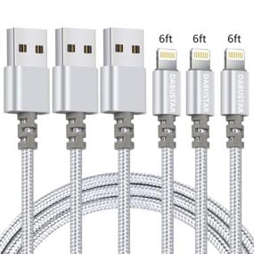 img 4 attached to 🔌 3-пакет 6фт Нейлоновый оплетенный зарядный кабель для iPhone, DABUSTAR Lightning Cable - кабель для передачи данных и быстрой зарядки, совместим с iPhone 12/11/Pro/MAX/XR/XS/X/8/7/Plus/6S/iPad Mini Air