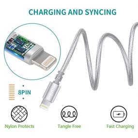 img 3 attached to 🔌 3-пакет 6фт Нейлоновый оплетенный зарядный кабель для iPhone, DABUSTAR Lightning Cable - кабель для передачи данных и быстрой зарядки, совместим с iPhone 12/11/Pro/MAX/XR/XS/X/8/7/Plus/6S/iPad Mini Air