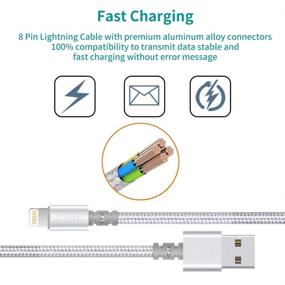 img 1 attached to 🔌 3-пакет 6фт Нейлоновый оплетенный зарядный кабель для iPhone, DABUSTAR Lightning Cable - кабель для передачи данных и быстрой зарядки, совместим с iPhone 12/11/Pro/MAX/XR/XS/X/8/7/Plus/6S/iPad Mini Air