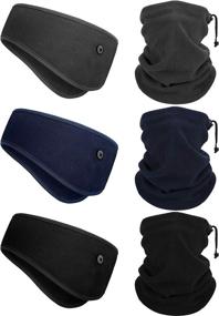 img 4 attached to 🧣 Stay Warm and Cozy with 6-Piece Winter Fleece Ear Warmer Headband and Neck Warmer Set