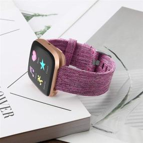 img 4 attached to Fabric Bands Compatible With Fitbit Versa/Versa 2/Fitbit Versa Lite For Women Men Woven Nylon Replacement Bands For Fitbit Versa Watch (Small