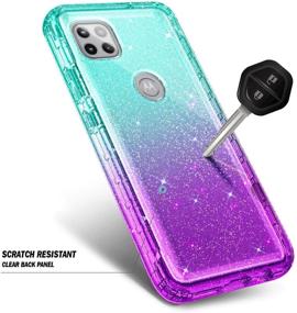 img 1 attached to 💎 NZND Motorola One 5G Ace Case - Full-Body Protective Shockproof Rugged Bumper Cover with Built-in Screen Protector - Glitter Aqua/Purple - Buy Now!