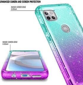 img 3 attached to 💎 NZND Motorola One 5G Ace Case - Full-Body Protective Shockproof Rugged Bumper Cover with Built-in Screen Protector - Glitter Aqua/Purple - Buy Now!