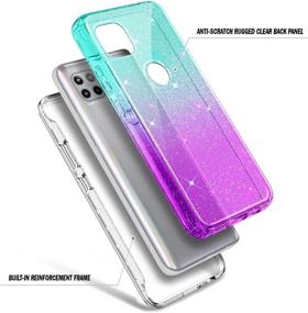 img 2 attached to 💎 NZND Motorola One 5G Ace Case - Full-Body Protective Shockproof Rugged Bumper Cover with Built-in Screen Protector - Glitter Aqua/Purple - Buy Now!