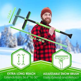 img 2 attached to ❄️ Almadirect 50-Inch Extendable Snow Brush with Ice Scraper & Telescopic Long Handle - Scratch-Free Winter Snow Removal Tool - Windshield Ice Remover for Car, Auto, Truck, SUV Windows