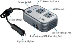 img 3 attached to Инвертор автомобильный на 200 Вт DC 12V на 110 В переменного тока с 4 USB-портами для зарядки от FOVAL