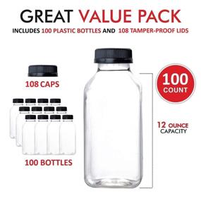 img 3 attached to 🥤 Stock Your Home 12 Ounce Plastic Bottles with Caps: Reusable Drink Containers for Juicing & Smoothies (100 Count)