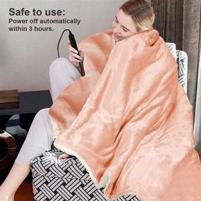 img 1 attached to 🔌 Ariliya Electric Heated Throw Blanket - ETL Certified, 6 Heating Levels, 3-Hour Auto Off, Machine Washable - 50"x60" - Peach