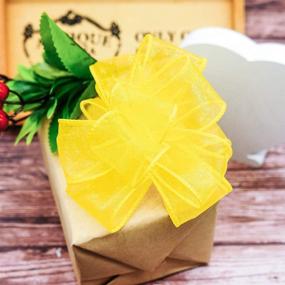 img 1 attached to CT CRAFT LLC Sheer Organza Wired Ribbon: Versatile Yellow Ribbon for Home Décor, Gift Wrap, and DIY Crafts - 1.5” x 25 Yards x 2 Rolls