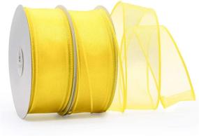 img 3 attached to CT CRAFT LLC Прозрачная атласная лента с проволокой: Универсальная желтая лента для домашнего декора, подарочной упаковки и рукоделия - 1,5" х 25 ярдов x 2 рулона