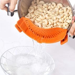 img 3 attached to 🍝 Cozihom Silicone Clip-on Stew-Pan Strainer: Universal Size Colander & Pour Spout for Pasta, 2 PCS, Orange