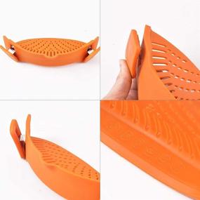 img 1 attached to 🍝 Cozihom Silicone Clip-on Stew-Pan Strainer: Universal Size Colander & Pour Spout for Pasta, 2 PCS, Orange