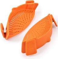 🍝 cozihom silicone clip-on stew-pan strainer: universal size colander & pour spout for pasta, 2 pcs, orange logo