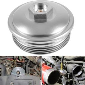img 4 attached to 🔍 Silver Aluminum Fuel Filter Cap for Ford 2003-2007 6.0L Powerstroke Diesel F250 F350 F450 F550 Super Duty