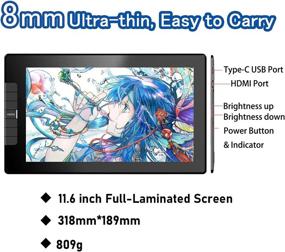 img 2 attached to VEIKK VK1200 Drawing Tablet with Screen: 11.6 inch Full-Laminated Drawing Monitor with 6 Shortcut Keys and 8192 Levels Tilt Function Pen for PC/Mac - Perfect for Anime Teaching (120%sRGB)