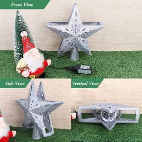img 2 attached to 🎄 OurWarm Lighted Christmas Tree Topper - Silver Star Snow Tree Topper with LED Rotating Snowflake Projector Lights - 3D Hollow Design for Festive Christmas Tree Decorations