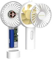 🌬️ portable handheld fan with cell phone holder - adjustable angle, mini usb fan with 3 speeds, rechargeable battery lasting up to 7 hours - ideal for outdoor activities, camping, hiking, office use (white) logo