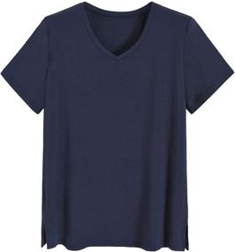 img 4 attached to 👚 Soft and Breathable Latuza Women's Bamboo Viscose Sleep T-Shirt: Comfy V-Neck Pajama Top
