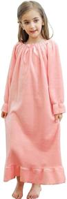 img 4 attached to Warm and Cozy: PUFSUNJJ Girls Princess Nightgown - Long Sleeve Flannel Nightdress Pajamas Dress for Kids 3-12 Years