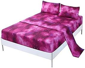 img 4 attached to 🌌 SDIII 3PCS Red Galaxy Theme Bed Sheet Twin Size: Out Space Bedding Set for Boys, Girls, and Kids