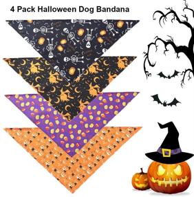 img 3 attached to 🎃 Halloween Dog Bandanas: 4 Pack of Pumpkin-themed Triangle Scarves for Dogs - Washable Pet Bibs for Small, Medium, and Large Pets