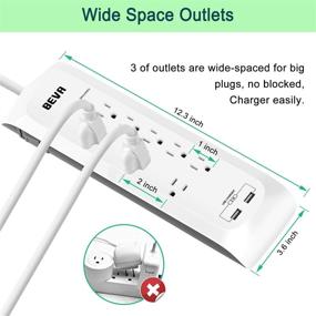 img 2 attached to Surge Protector Power Strip with USB: Mountable 8 Outlet, 2 USB Ports, 6ft Extension Cord, 1875W/15A, 900 Joules – Circuit Breaker Safeguard, Ideal for Home and Office – White