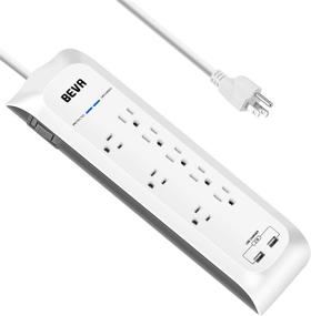 img 4 attached to Surge Protector Power Strip with USB: Mountable 8 Outlet, 2 USB Ports, 6ft Extension Cord, 1875W/15A, 900 Joules – Circuit Breaker Safeguard, Ideal for Home and Office – White