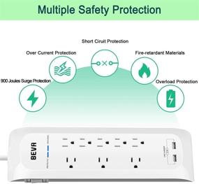 img 1 attached to Surge Protector Power Strip with USB: Mountable 8 Outlet, 2 USB Ports, 6ft Extension Cord, 1875W/15A, 900 Joules – Circuit Breaker Safeguard, Ideal for Home and Office – White