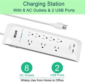 img 3 attached to Surge Protector Power Strip with USB: Mountable 8 Outlet, 2 USB Ports, 6ft Extension Cord, 1875W/15A, 900 Joules – Circuit Breaker Safeguard, Ideal for Home and Office – White