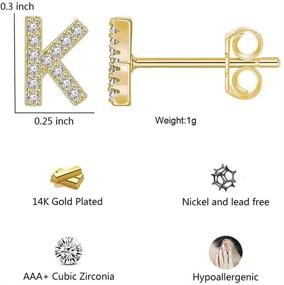 img 3 attached to Stylish and Hypoallergenic Gold Initial Stud Earrings - Perfect Gifts for Teen Girls and Women