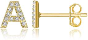 img 4 attached to Stylish and Hypoallergenic Gold Initial Stud Earrings - Perfect Gifts for Teen Girls and Women