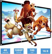 🎬 samzuy portable projection movie screen - 100 inch 4k hd 16:9 foldable anti-crease wrinkle-free projector screen for home theater, outdoor & indoor use logo