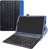 blue galaxy tab a 10.1 2019 keyboard case - slim pu leather cover with detachable wireless keyboard for samsung galaxy tab a 10.1 sm-t510/sm-t515 2019 tablet logo